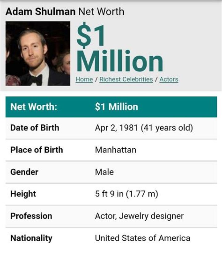 Adam Shulman's Net Worth Revealed For 2023