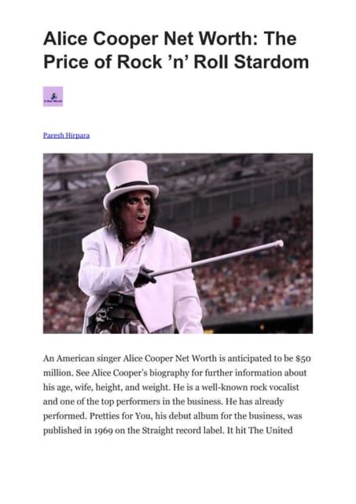 Alice Cooper Net Worth: An In-Depth Look at the Rock Legend's Wealth and Career