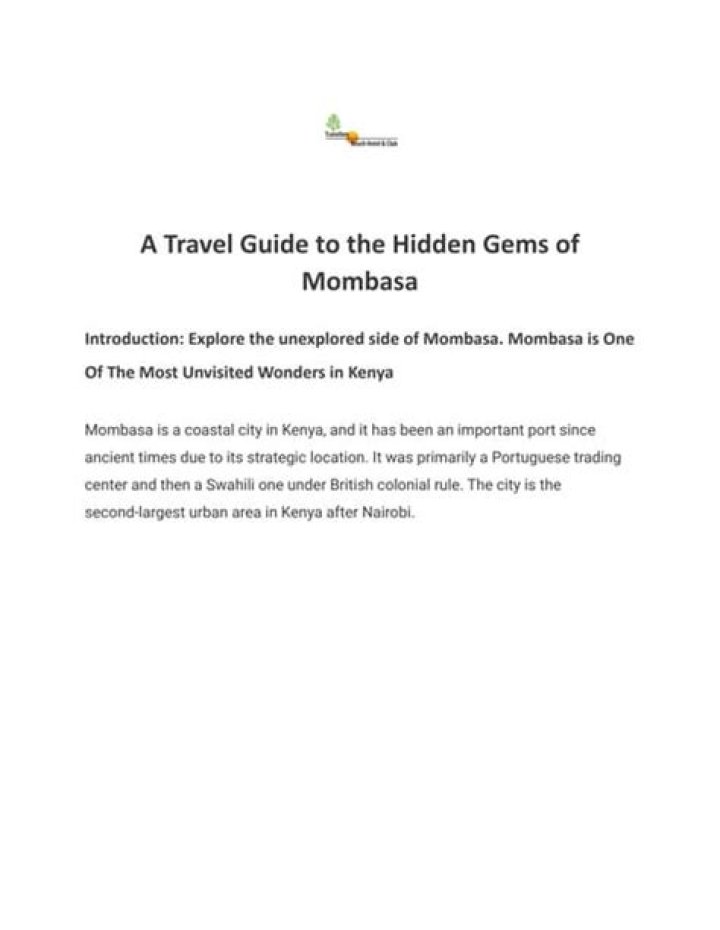 Discover The Hidden Gems Of Mombasa By Bus