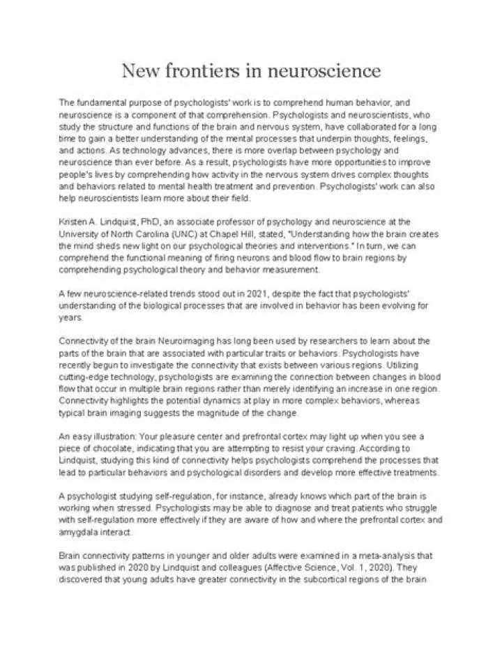 Exploring New Frontiers In Neuroscience